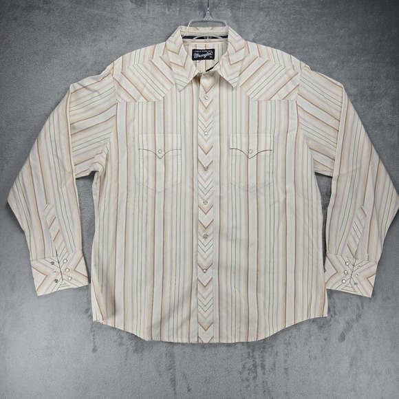 Wrangler Other - VTG Wrangler Western Long Sleeve Mens XL Pearl Snap Cowboy Y2K Pastel Stripe